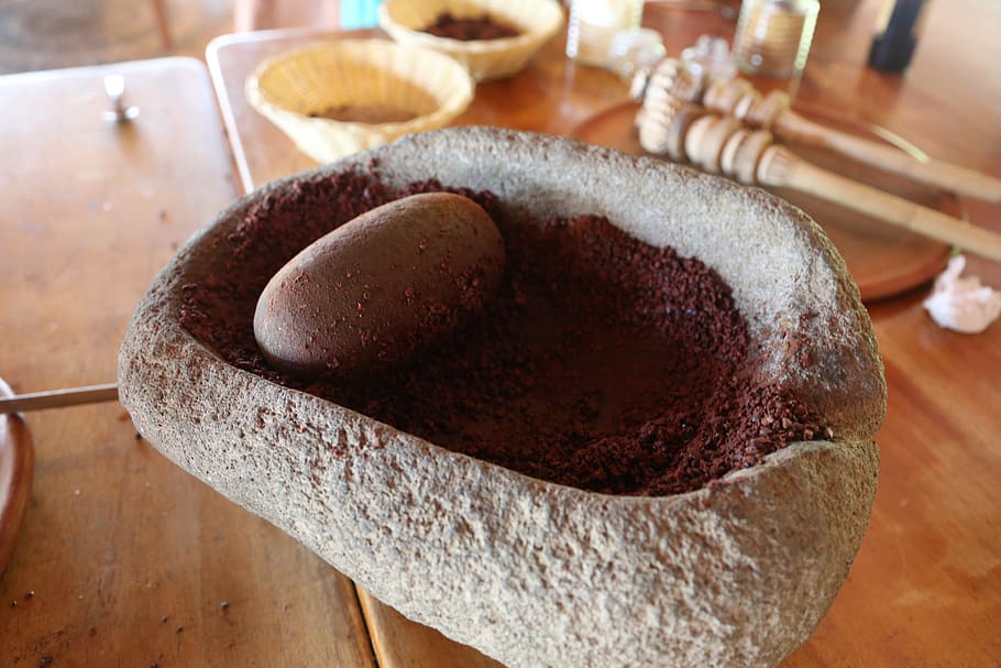 cacao, moler, chocolate, gourmet, tradicional, reliquia, mortal, comida, comida y bebida, en interiores