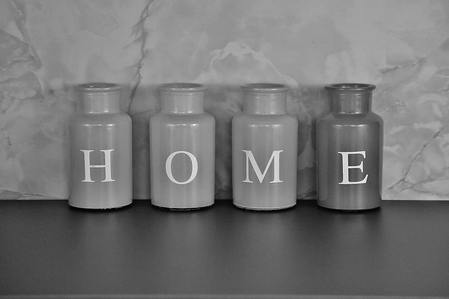 black and white, home, at home, vases, colorful, glass, decoration, container, indoors, bottle