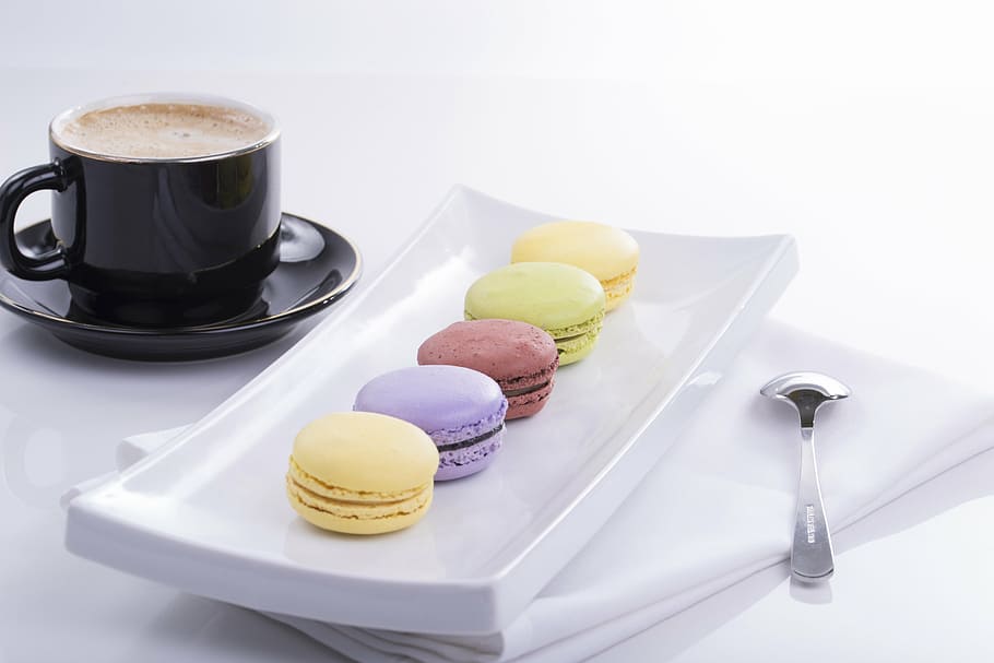 macaroons, rectangular, white, ceramic, plate, macaroon, personalise, pastry, food and drink, coffee cup