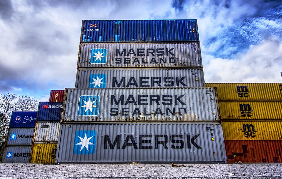 container, port, loading, stacked, container terminal, container handling, cargo, marketing hub, germany, color