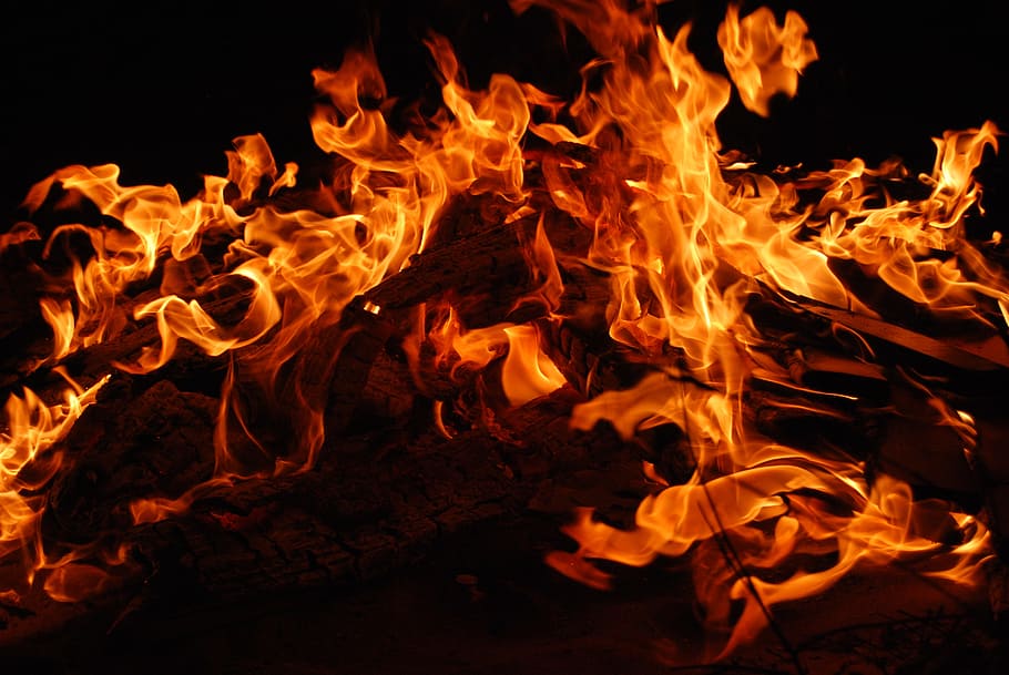 burning, wood, black, surface, fire, shutter speed, flames, hot, dancing, crackle