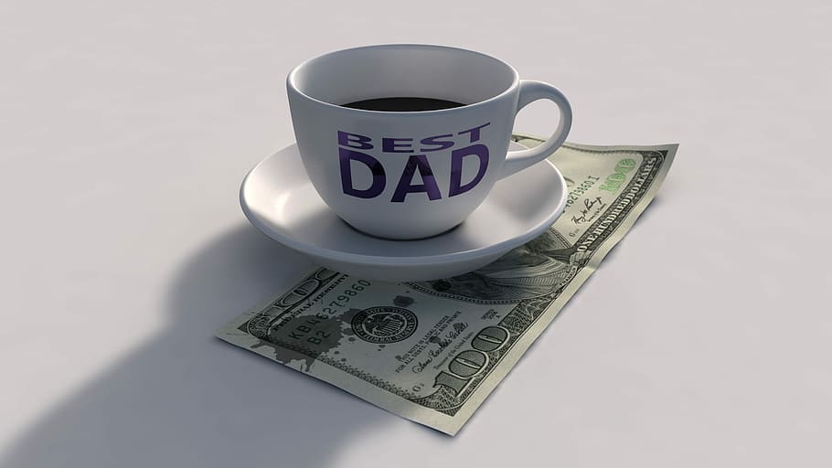 white, teacup, plate, father's day, family, day, parent, holiday, dollar, hundred