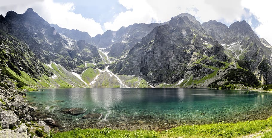 tatry, estanque negro bajo rasguños, polonia, el parque nacional, montañas, paisaje, agua, montaña, belleza en la naturaleza, paisajes: naturaleza