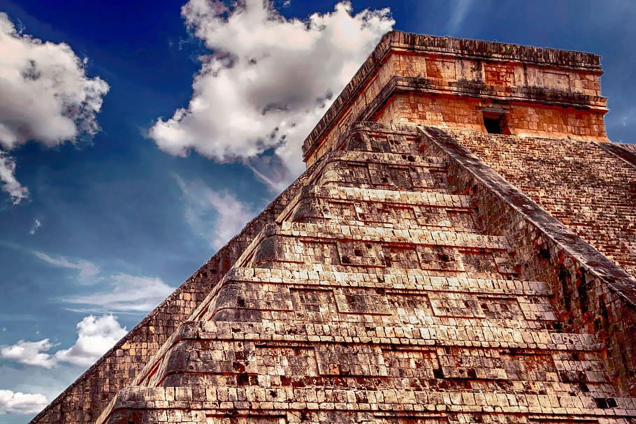 hdr写真, 茶色, ピラミッド, 昼間, メキシコ, 古代, 考古学, マヤ, 文明, 石