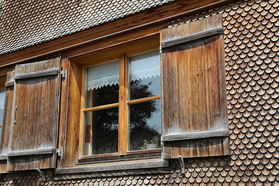 wooden windows, panel shops, shutters, wooden shutters, wood shingles, woodhouse, wooden wall, window, wood - material, built structure