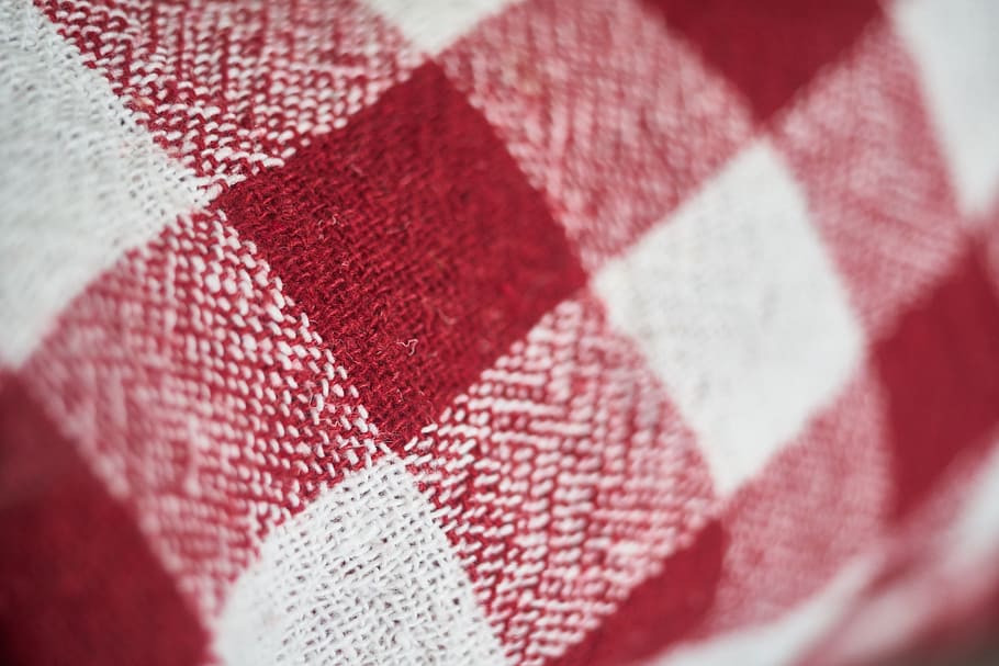 portada, tela escocesa, rojo, patrón, toalla, tela, textil, suave, blanco, perforado