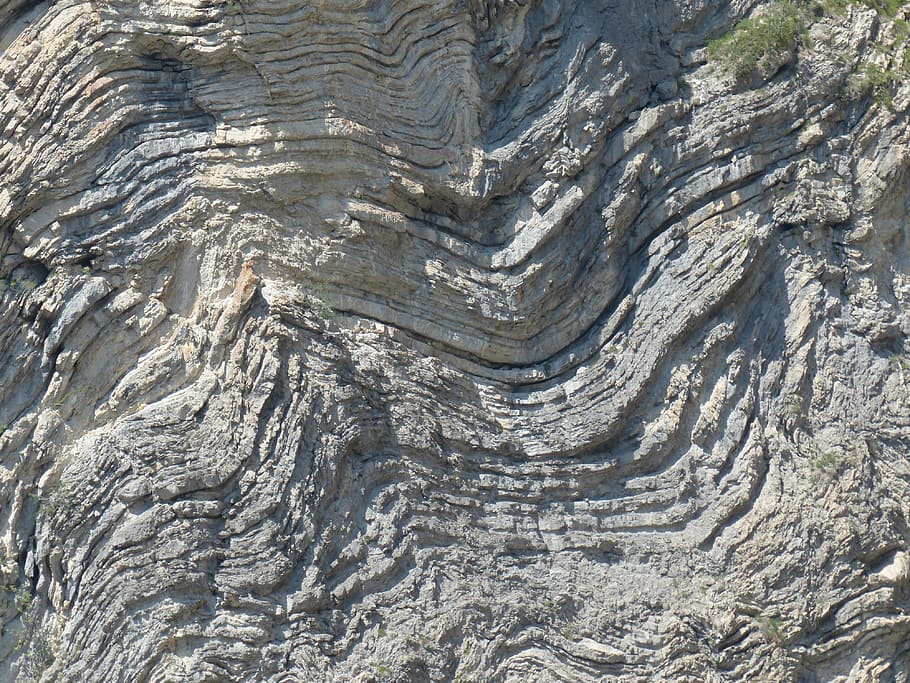 rock formations, folded, fold, geological interfaces, layering, rock layers, folding, geology, wrinkling, making mountains