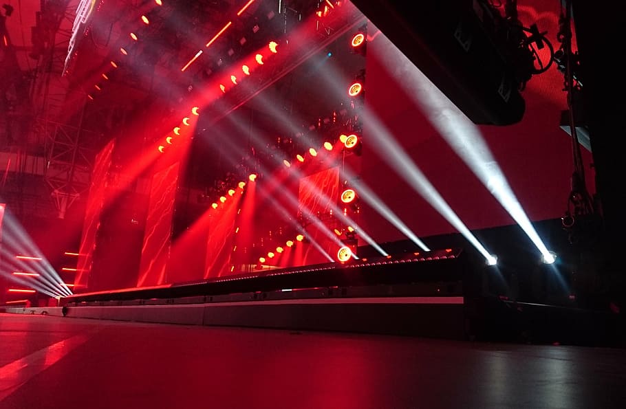red, black, stage, lightshow, show, performance, music stage, magic, concert, light magic