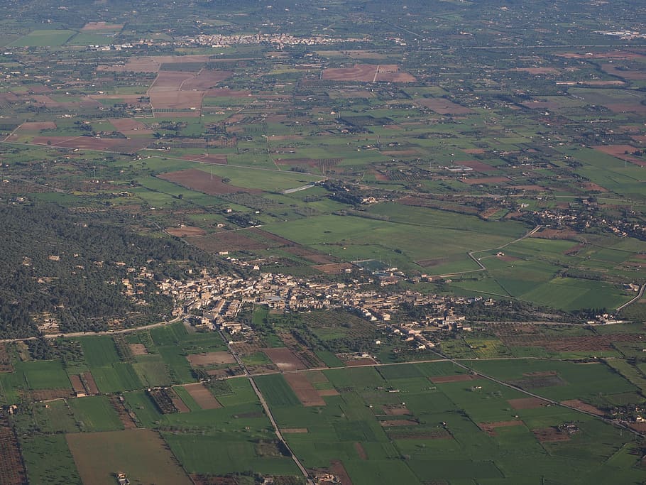 mallorca, aerial photographs, landscape, village, aerial View, flying, nature, agriculture, field, farm