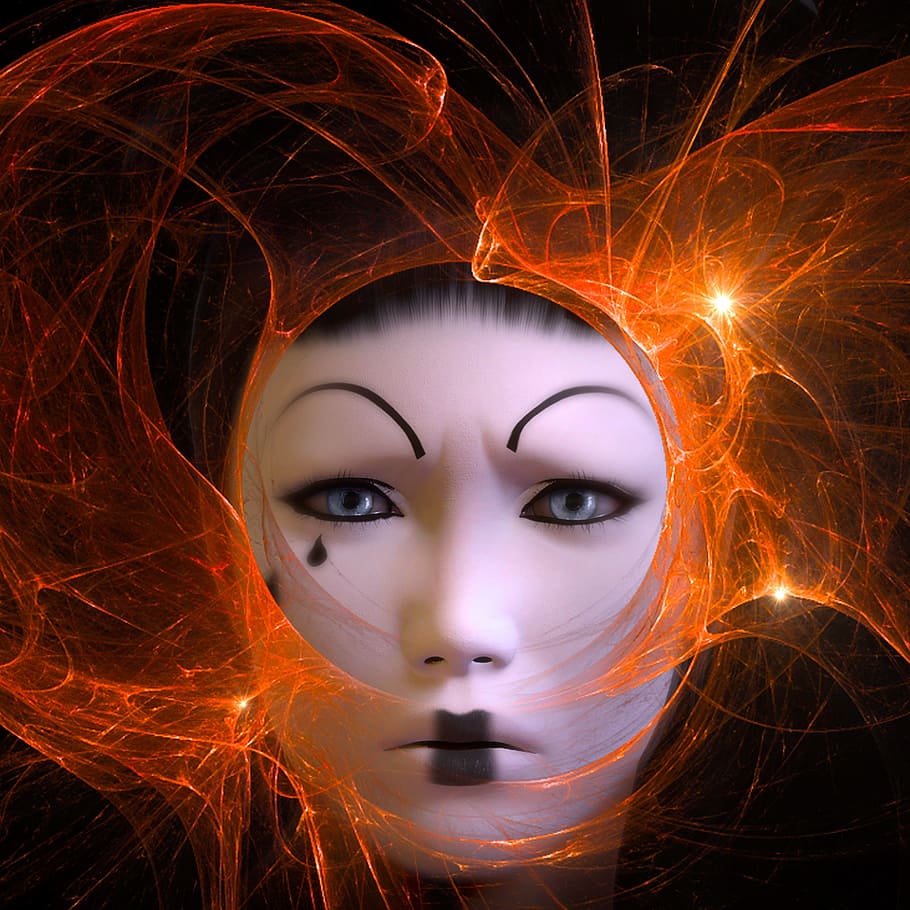 human face, cd cover, fantasy, mystical, portrait, woman, photo montage, weird, mysticism, music cd