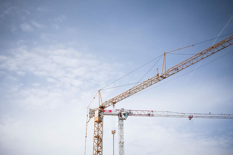 Big, Lifting, Cranes, Construction Site, buildings, construction, industrial, sky, technology, working