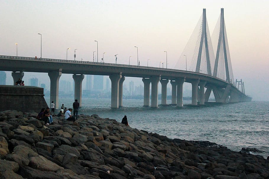 bandra-worli, sea, link, suspension, bridge, Bandra-Worli Sea Link, Suspension Bridge, Mumbai, India, architecture
