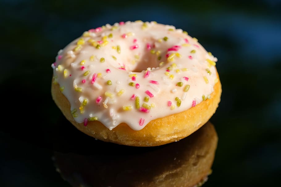 donut with sprinkles, donat, donut, baked goods, sweet dish, sweet, pastries, eat, food, dessert