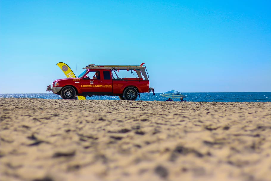 pasir, pantai, musim panas, alam, perairan, mobil, Baywatch, San Diego, california, Amerika Serikat