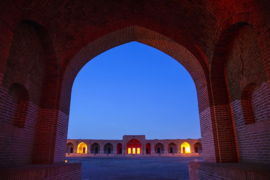 caravansary, monument, persian architecture, iran, qom province, travel, tourism, architecture, building, kavir national park