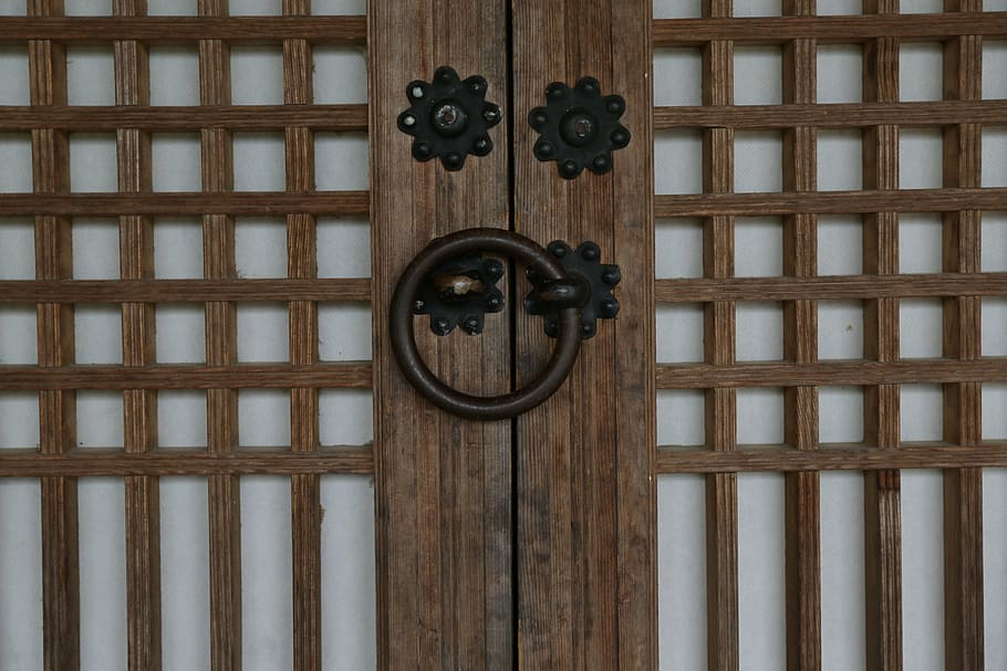 traditional, republic of korea, moon, korean traditional, knocker, the doors live, architecture, wood - Material, door, entrance