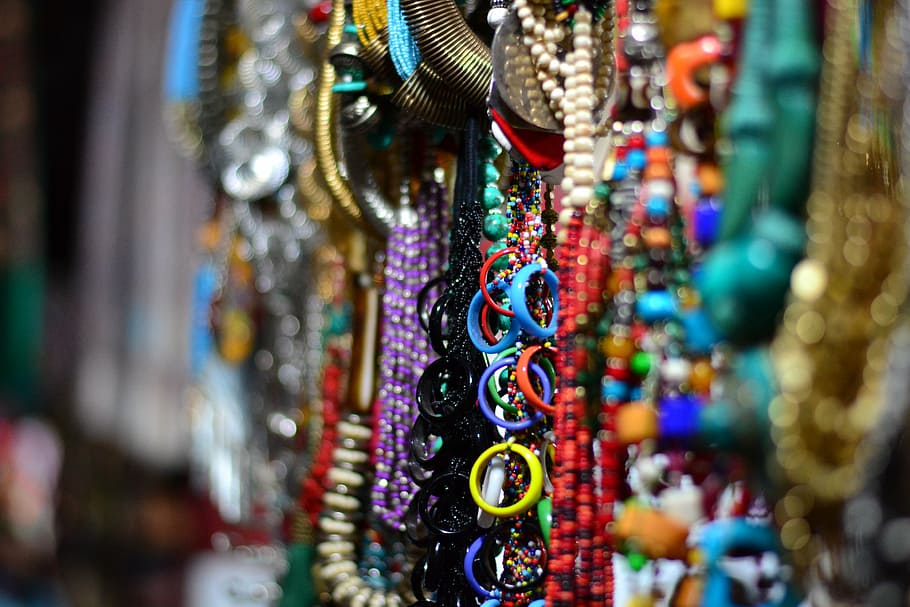 manik-manik, kalung, perhiasan, aksesori, warna-warni, hadiah, gaya, eceran, pilihan, pasar