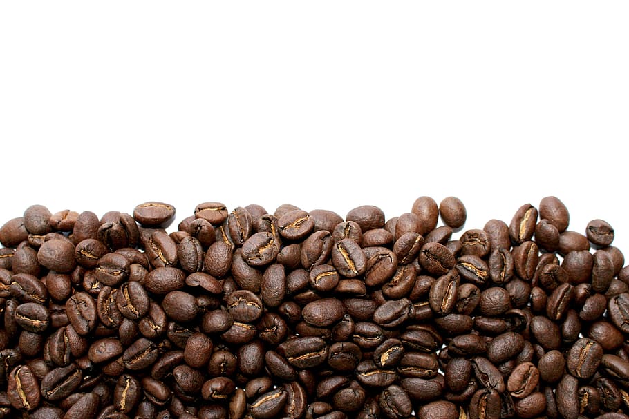 blanco, fondo, granos de café, comida / bebida, café, frijol, marrón, tostado, bebida, cafeína