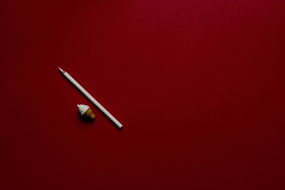 stylus, red, surface, white, pencil, toy, miniature, ice, cream, indoors