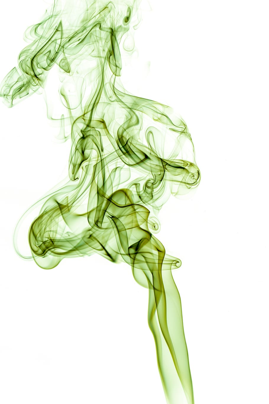 smoke, fire, burning, lighter, flame, incense, white background, smoke - physical structure, studio shot, green color