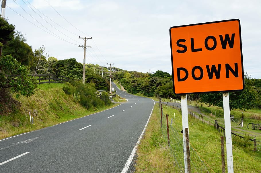 asphalt road, slow, signboard, road, sign, asphalt, road sign, roadsign, slow down, transportation