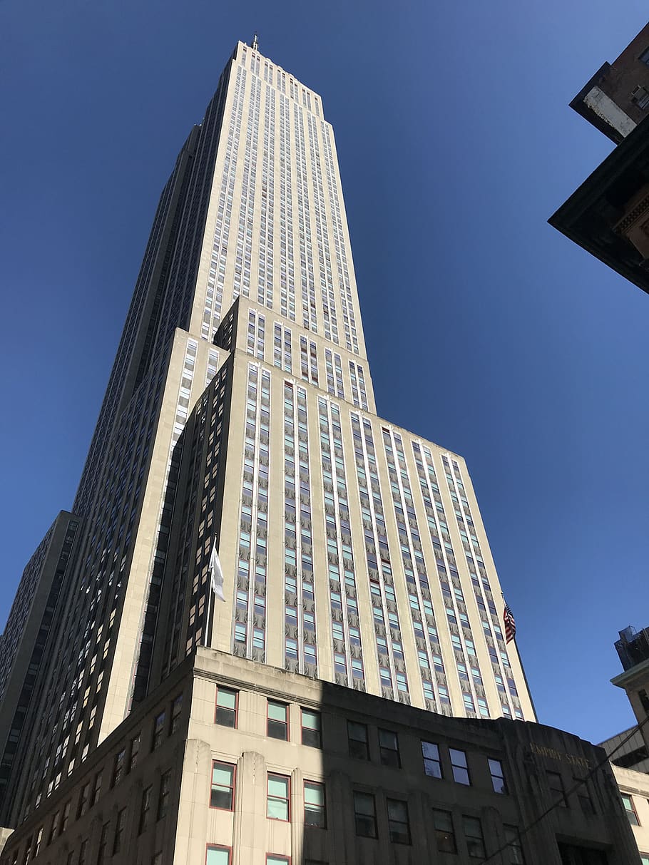 new york, building, empire state, high, manhattan, day, building exterior, architecture, built structure, low angle view