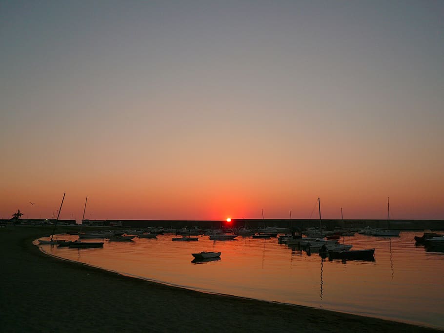 Sunset, Harbor, Boats, Ocean, Water, sky, ocean, water, evening, night, dusk