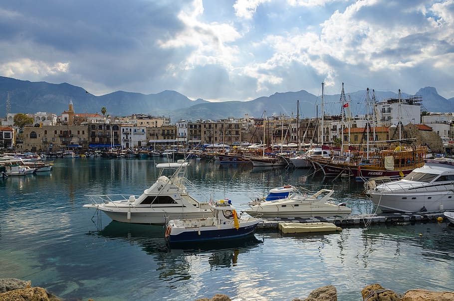 漁船, ドック, 昼間, キプロス, キレニア, 都市, 地中海, 風景, 旅行, ボート