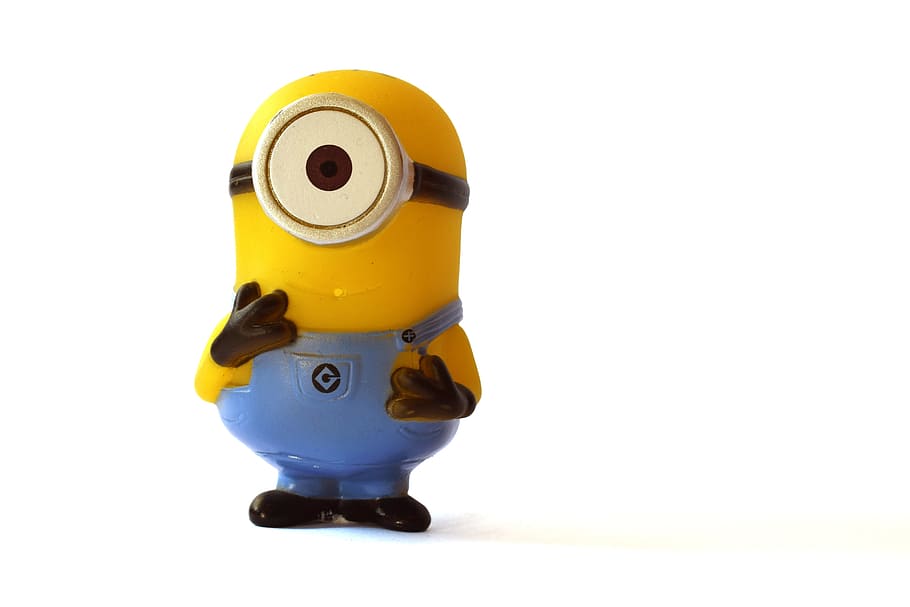 minions, banana, steve the minion, despicable me, yellow, single object, white background, cut out, copy space, toy
