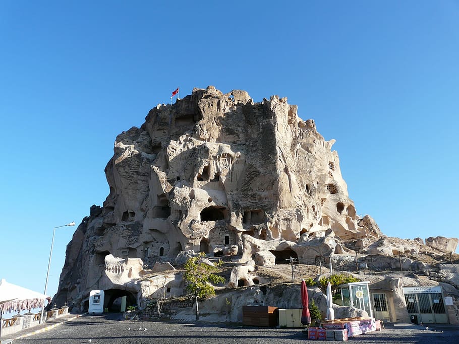 casas de pedra tufada, Tuff, Pedra, Habitações, Capadócia, Nevşehir, Turquia, Apartamentos de pedra, Castle Rock, Apartamentos