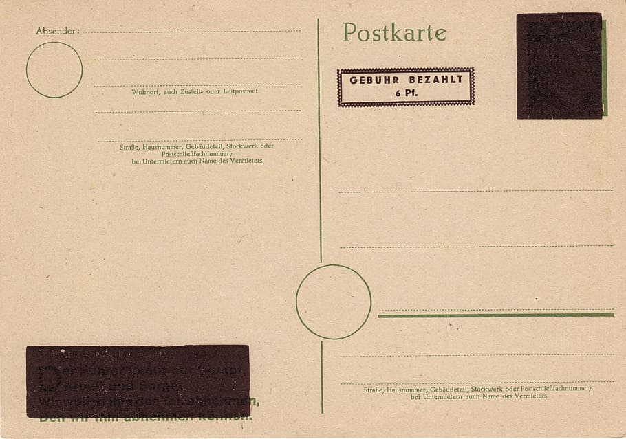 german empire, germany, postcard, penny, old, fee, stamp, imprint, hitler, paper