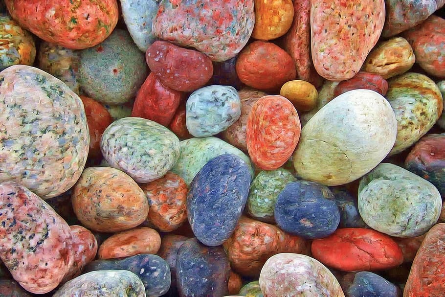 berbagai macam batu warna, batu, kerikil, tenang, zen, keseimbangan, alam, spa, luar ruangan, harmoni