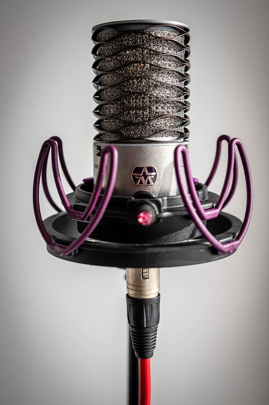 gray condenser microphone, microphone, aston origin, spindle, xlr cable, recording, record, studio, audio, music