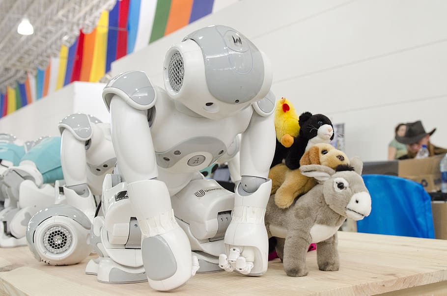 white, grey, robot toys, Robotics, Informatics, Cybernetics, robocup, humanoides, humor, indoors