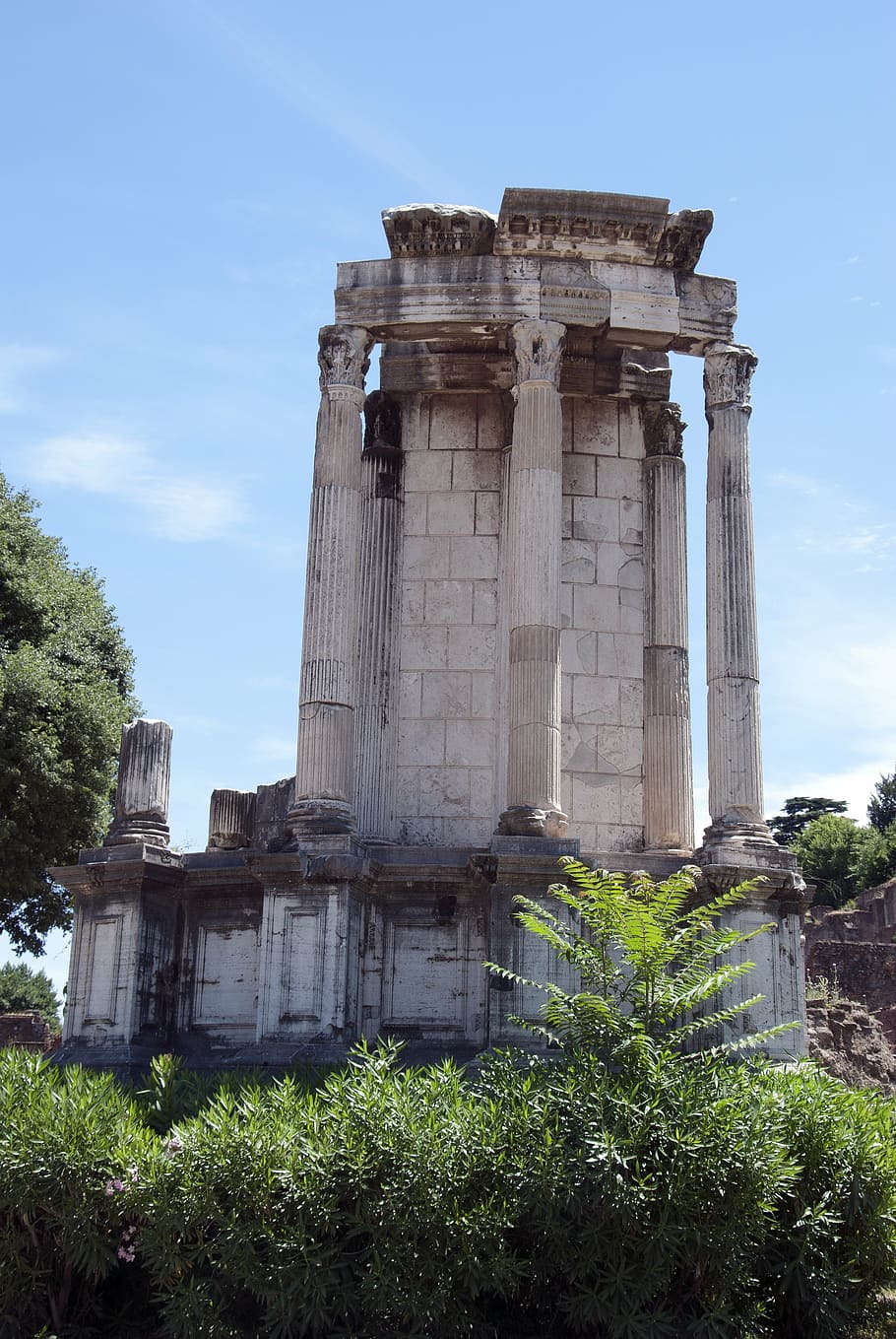 temple, vesta, rome, ancient times, forum romanum, roman, stone, player, italy, architecture