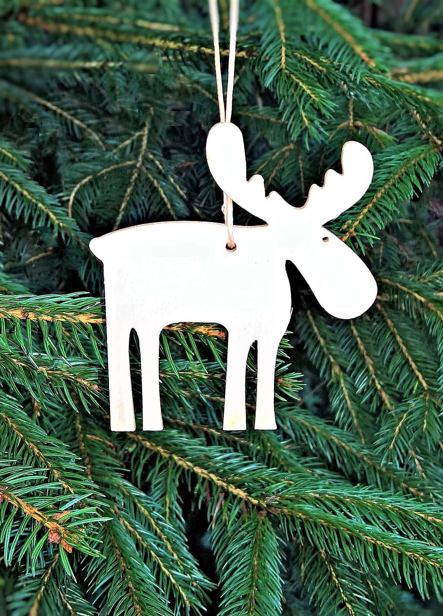 white, moose christmas, hanging, decor, christmas tree, moose, christmas, holzfigur, fretwork, christmas tree pendant