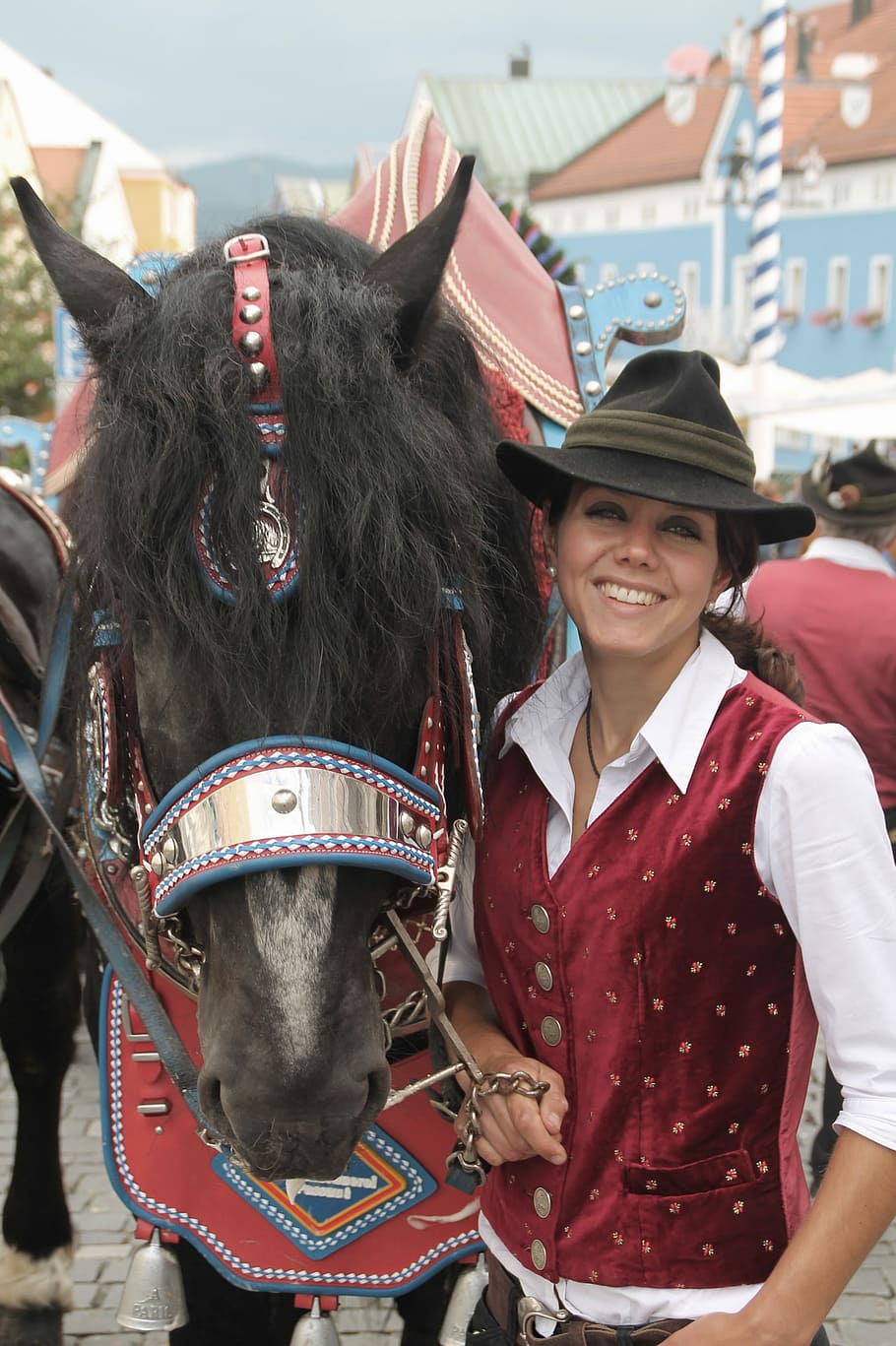 Ross, Day, Waldkirchen, Woman, ross day, brewery horse, traditional clothing, portrait, looking at camera, smiling