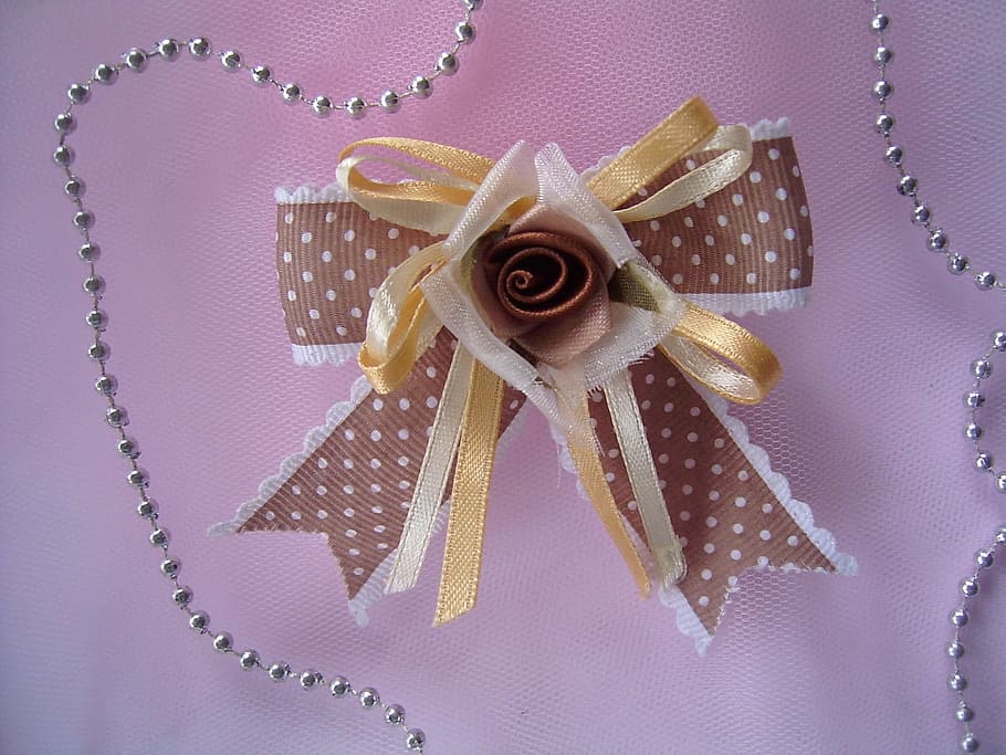 Ribbon, Bow, Flower, Hair Clip, decoration, ribbon - sewing item, gift, celebration, christmas, tied bow