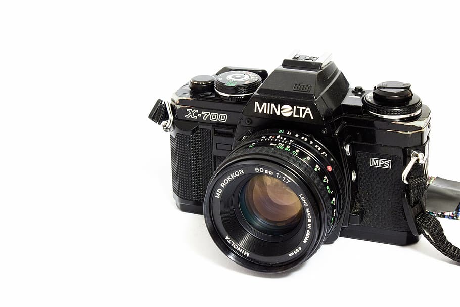 minolta, camera, analog, photographer, photograph, old, photo camera, old camera, lens, film