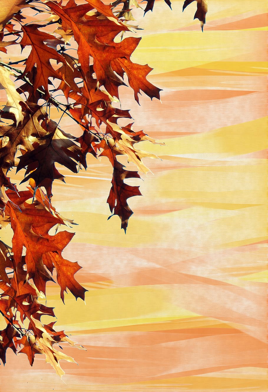 lukisan daun coklat, coklat, lukisan daun, musim gugur, latar belakang, daun, muncul, alat tulis, daun oak, merah