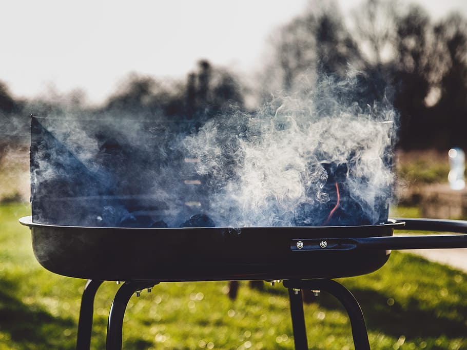 carvão vegetal, grelhador a carvão, grelha, fumaça, churrasco, cozinhar, verão, grelhados, churrasqueira, temperatura do calor