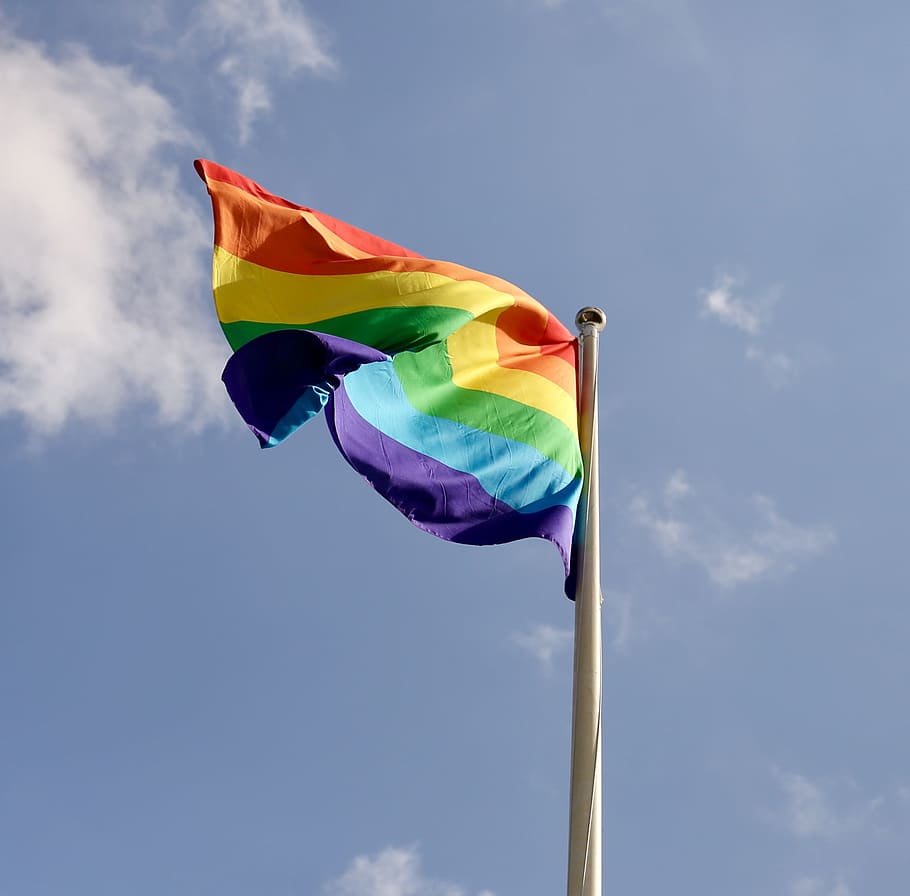 shallow, focus photography, lgbt flag, white, steel pole, Flag, Pride, Lgbt Movement, the lgbt movement, stockholm