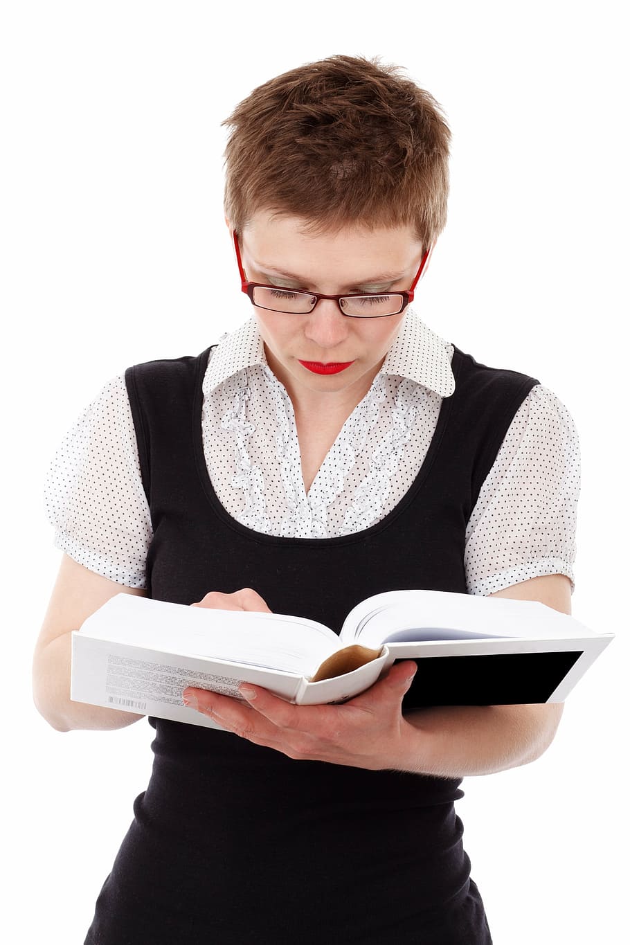 woman, holding, white, hardbound, book, adult, education, female, girl, intelligent