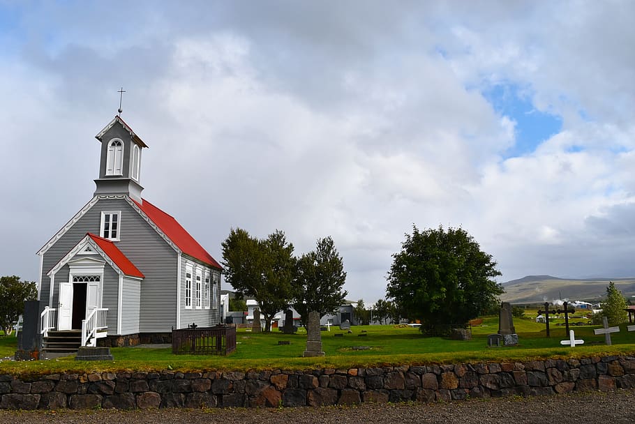 church, iceland, religion, architecture, sky, cloud - sky, built structure, building exterior, building, place of worship