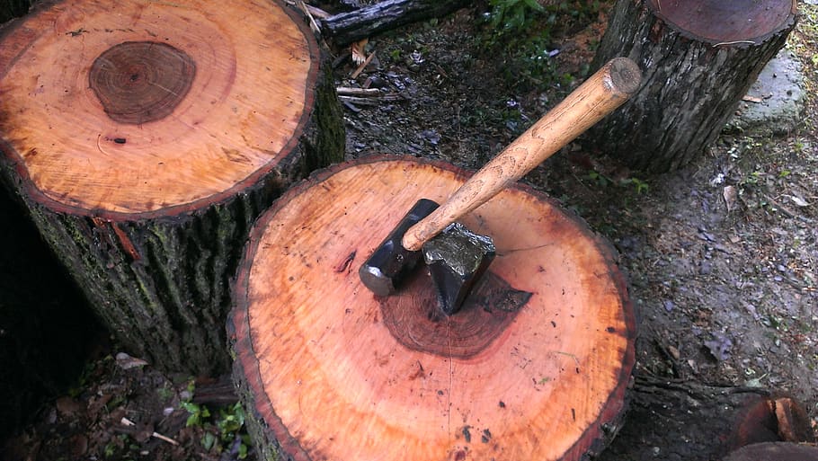 wood, hammer, job, working, lumber, nail, equipment, work, log, split