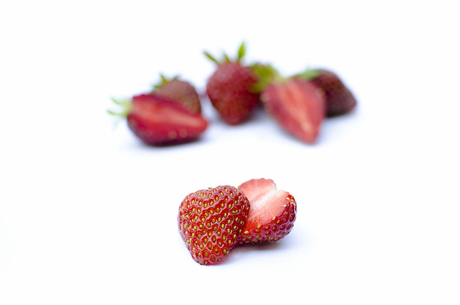 Fresas, bayas, limpio, de cerca, fresco, saludable, mínimo, minimalista, rojo, simple