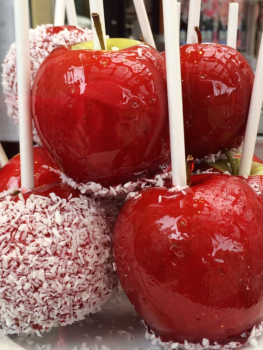 Candy Apple, Caramel, Delicious, apple, red, sweet, xmas, festival, food and drink, freshness