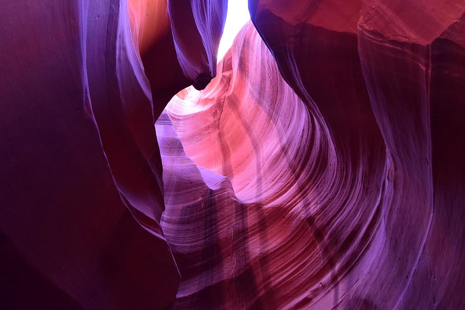 brown, rock formation low-angle photography, sandstone, antelope canyon, upper, upper antelope canyon, arizona, mysterious, pattern, purple