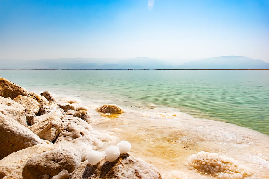 mar muerto, hora del mar, mar, naturaleza, romántico, israel, azul, horizonte, sal, relajarse