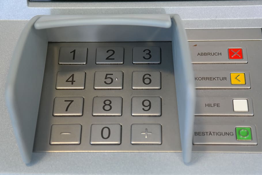 botones de cajero automático, teclado numérico, campo numérico, cajero automático, secreto, número secreto, código secreto, dinero, retirar efectivo, negocios